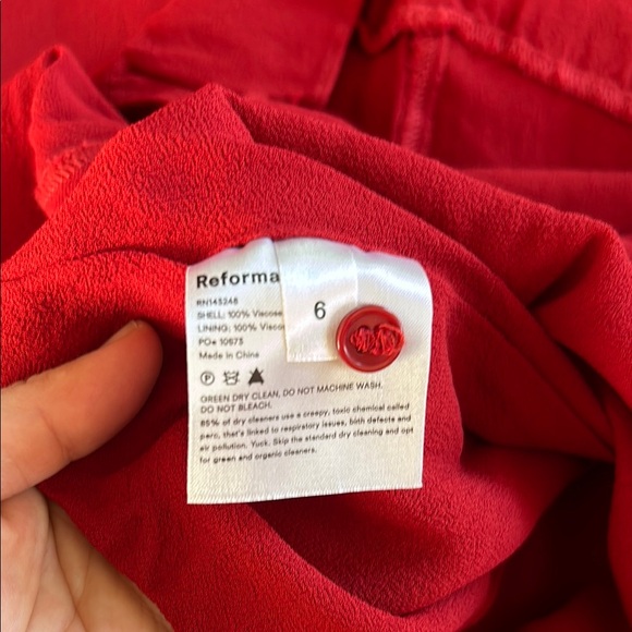 Reformation Red Ruffled Buttoned Midi Dress - Picture 5 of 5